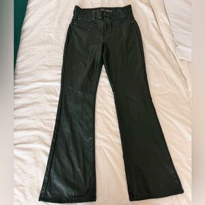 AE American Eagle Faux Leather Pants Super High-Rise Kick Boot 6 Short Green